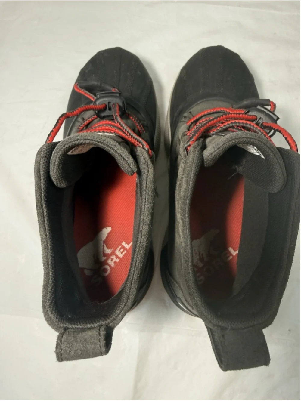 Sorel Out N About Boots Youth Size 4 Grey Red Shoes Waterproof Kids NY4564 093
